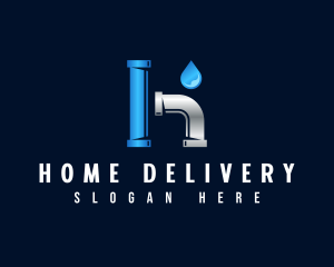 Pipes Plumbing Letter H logo design