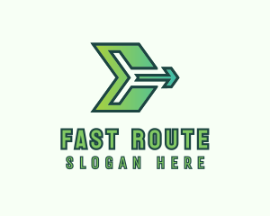 Route - Logistics Arrow Letter E logo design