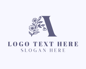 Purple - Floral Plant Letter A logo design