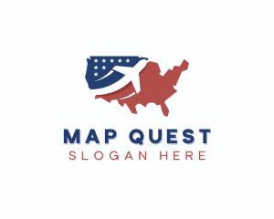 Patriotic Plane Map logo design