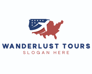 Patriotic Plane Map logo design