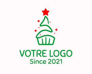 Snack - Christmas Tree Cupcake logo design