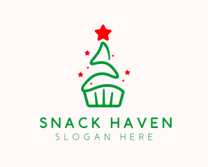 Christmas Tree Cupcake logo design