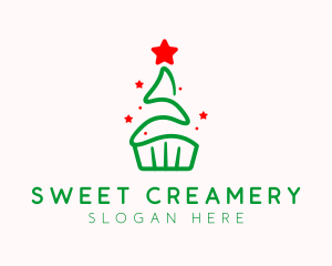 Christmas Tree Cupcake logo design