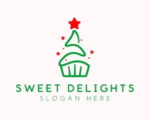 Christmas Tree Cupcake logo design