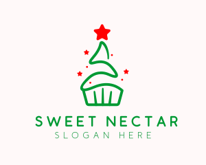 Christmas Tree Cupcake logo design