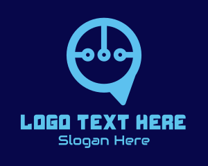 Message - Blue Circuit Chat logo design