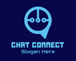 Blue Circuit Chat logo design