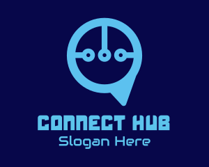 Blue Circuit Chat logo design