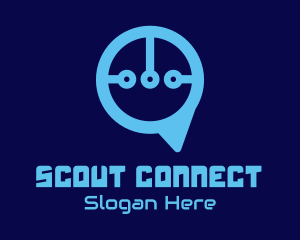 Blue Circuit Chat logo design