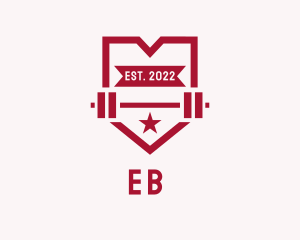 Red Fitness Barbell Gym logo design