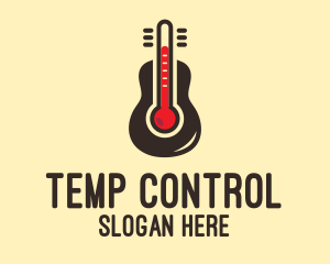 Thermostat - Thermometer Guitar Instrument logo design