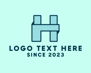 Nursery - Blue Origami Letter H logo design