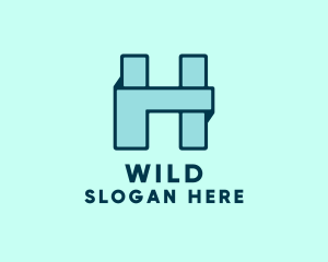 Blue Origami Letter H  Logo