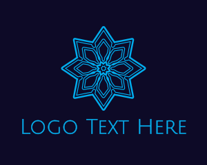 Polynesian - Blue Winter Snowflake logo design