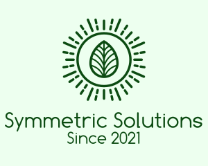 Symmetric - Green Sun Leaf logo design