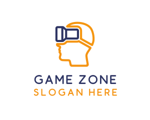 Player - VR Goggles Head Outline logo design