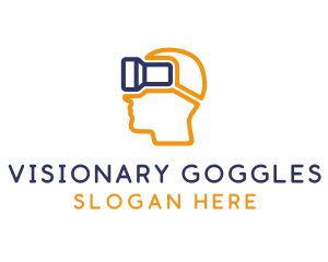 Goggles - VR Goggles Head Outline logo design
