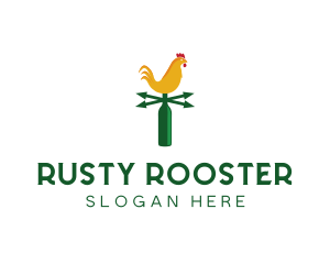 Rooster Weathercock Bottle logo design