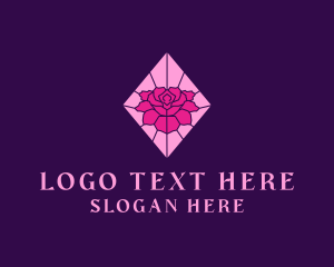 Dahlia - Pink Rose Stained Glass logo design
