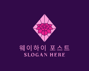 Pink Rose Stained Glass logo design