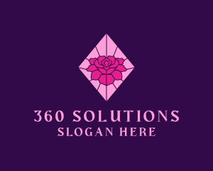 Pink Rose Stained Glass logo design