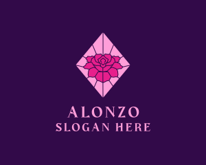 Pink Rose Stained Glass logo design