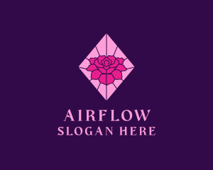 Pink Rose Stained Glass logo design