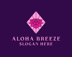 Pink Rose Stained Glass logo design