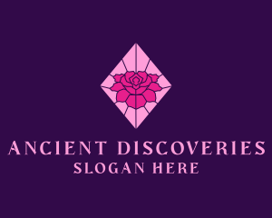 Pink Rose Stained Glass logo design