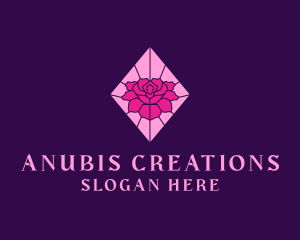 Pink Rose Stained Glass logo design