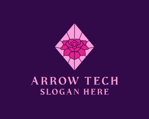 Pink Rose Stained Glass logo design