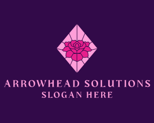 Pink Rose Stained Glass logo design