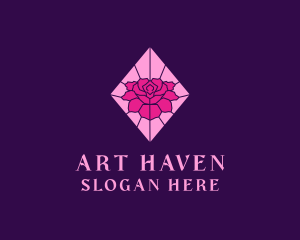 Pink Rose Stained Glass logo design