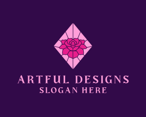 Pink Rose Stained Glass logo design