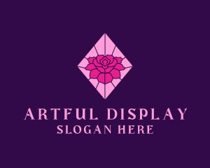 Pink Rose Stained Glass logo design