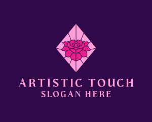 Pink Rose Stained Glass logo design