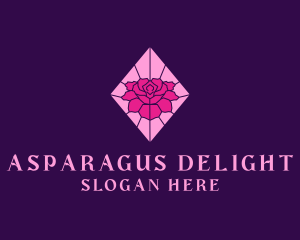 Pink Rose Stained Glass logo design