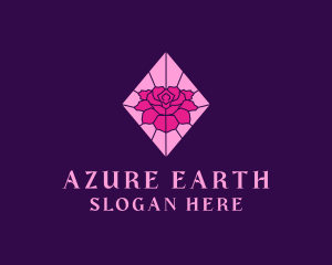 Pink Rose Stained Glass logo design