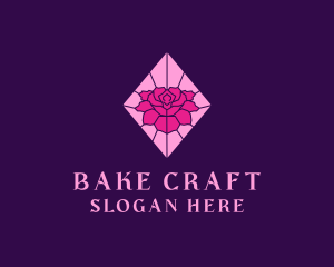 Pink Rose Stained Glass logo design