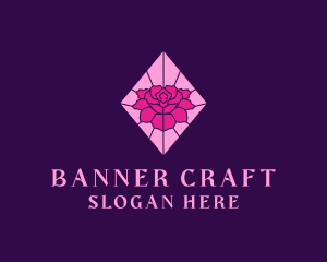 Pink Rose Stained Glass logo design