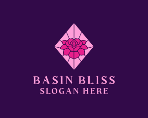 Pink Rose Stained Glass logo design