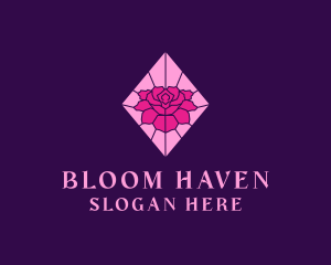 Pink Rose Stained Glass logo design