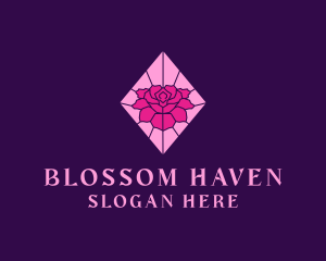 Pink Rose Stained Glass logo design