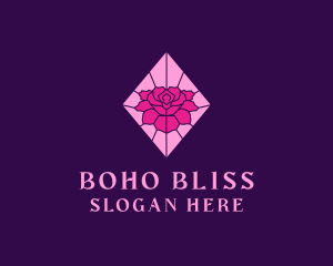 Pink Rose Stained Glass logo design