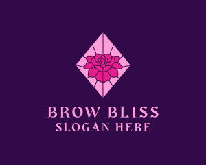 Pink Rose Stained Glass logo design