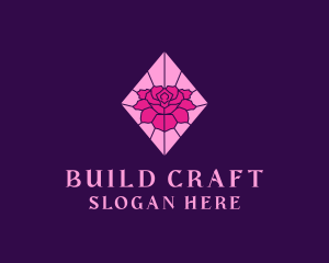 Pink Rose Stained Glass logo design