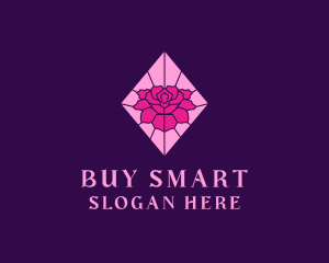 Pink Rose Stained Glass logo design