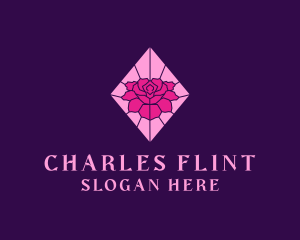 Pink Rose Stained Glass logo design