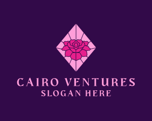 Pink Rose Stained Glass logo design